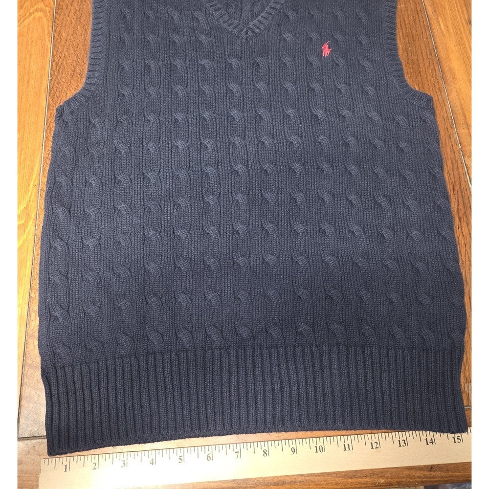 Polo Ralph Lauren knit Sweater vest Pullover V Neck Navy Youth Large (14-16)